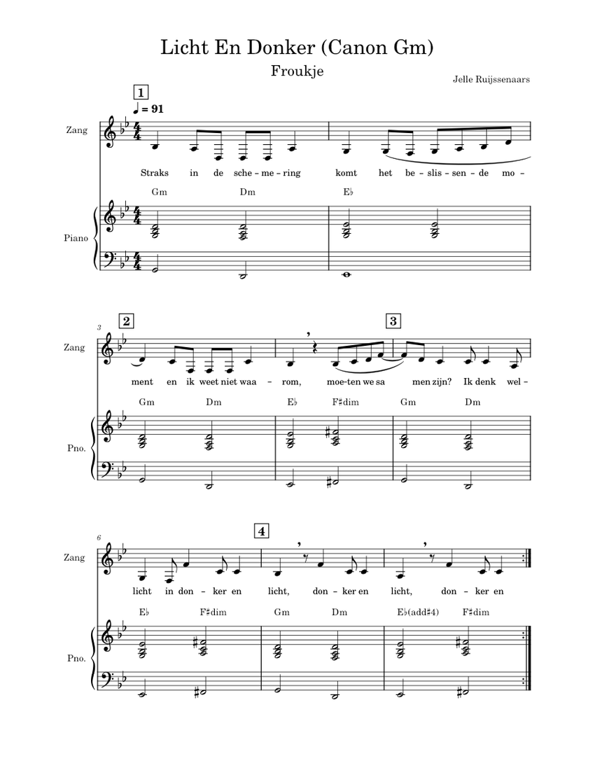 Licht En Donker Sheet music for Piano, Mezzo soprano (Solo)