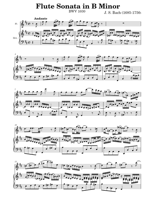 Flute Sonata in B minor, BWV 1030 – Johann Sebastian Bach
