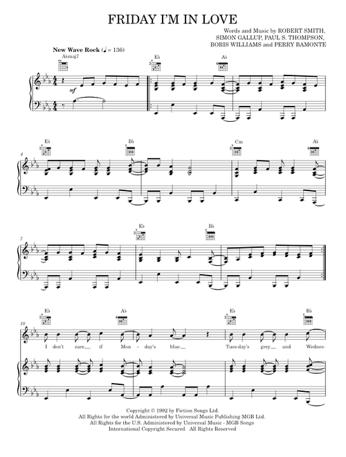 Friday I'm in love - The Cure (Piano-Vocal-Guitar)