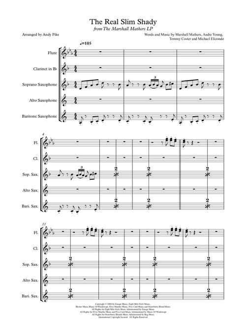 The Real Slim Shady (Arr. Andy Pike) - Eminem (Woodwind Ensemble)