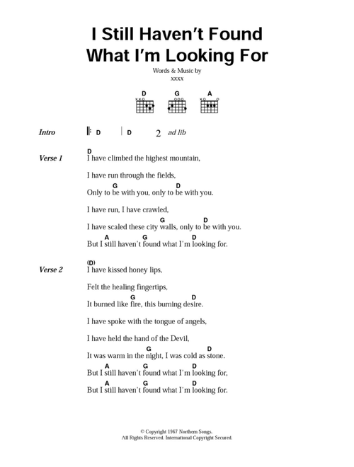 I Still Haven't Found What I'm Looking For - U2 (Guitar Chords-Lyrics)
