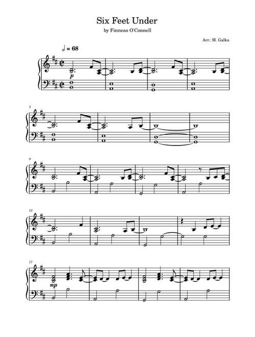Six Feet Under (Arr. M. Galka) - Billie Eilish (Piano Solo)