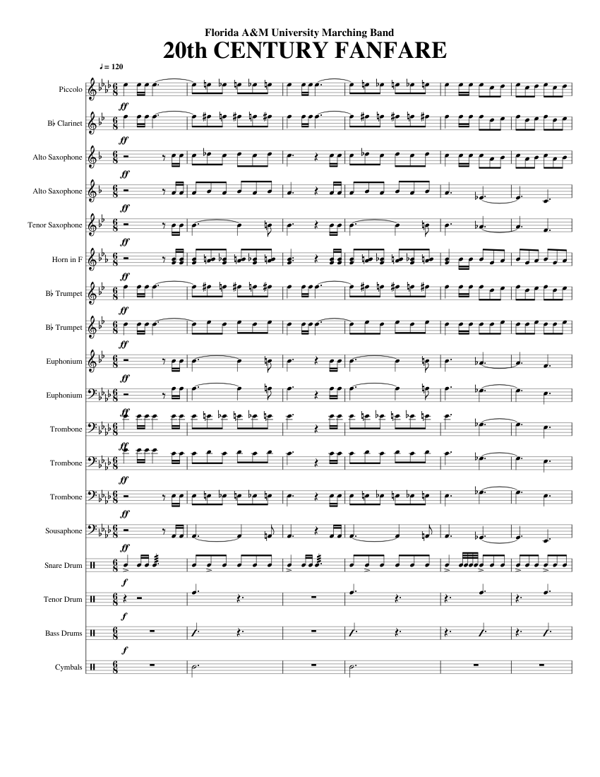 20th CENTURY FANFARE (FAMU) Sheet Music for Trombone, Euphonium