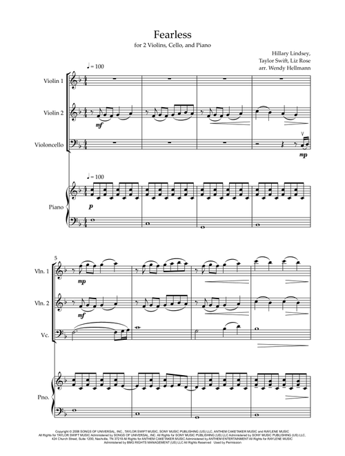 Fearless (Arr. Wendy Hellmann) - Taylor Swift (String Ensemble)