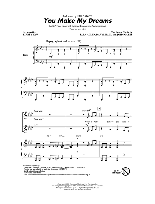 You Make My Dreams (arr. Kirby Shaw) - Hall & Oates (Choral, SSA)
