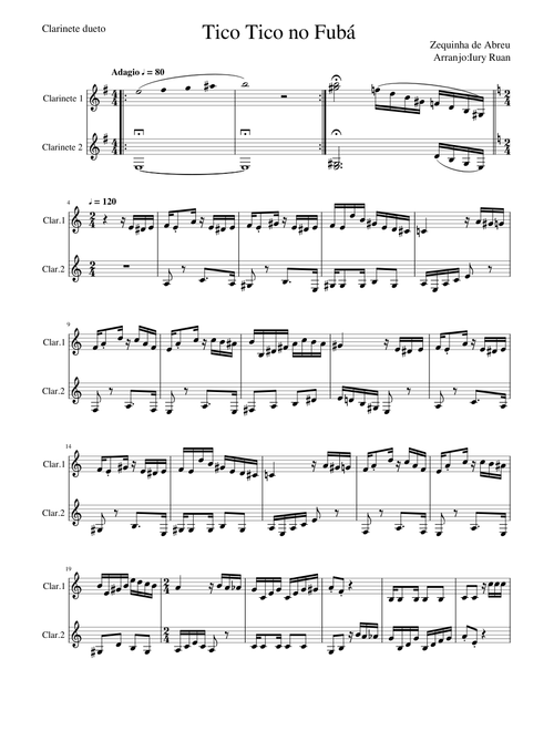 Tico Tico no Fubá- Clarinete- Arr - Iury