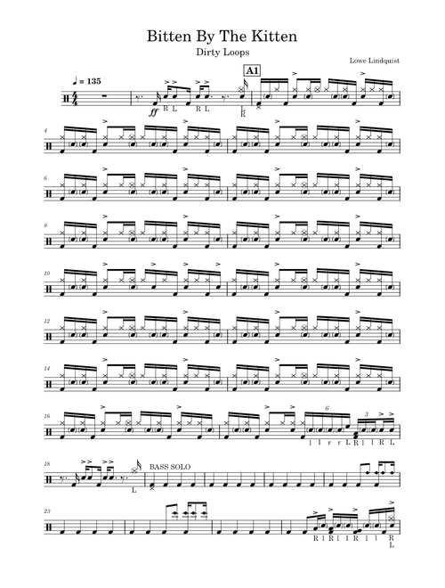 Songs For Lovers - Bitten By The Kitten – Dirty Loops (Drum Transcription)