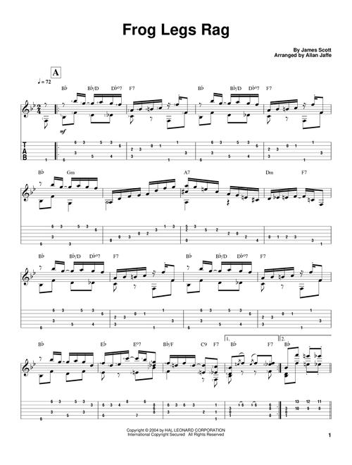 Frog Legs Rag - James Scott (Solo Guitar)