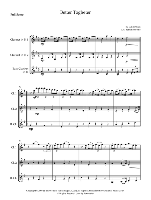 Better Together (Arr. Fernando Britto) - Jack Johnson (Woodwind Ensemble)