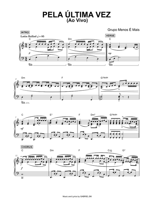 Pela Última Vez - Ao Vivo - Grupo Menos É Mais (Piano)
