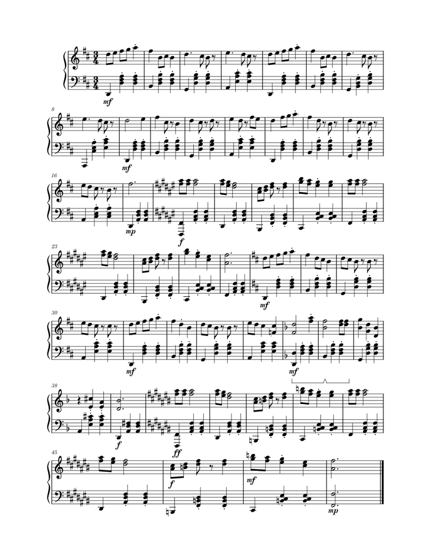 Waltz in D Major for Solo Piano Sheet music for Piano (Solo) Easy ...