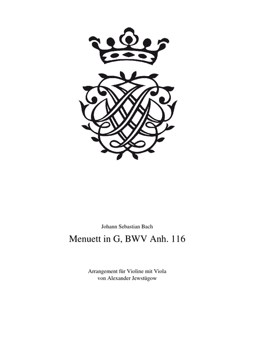 J. S. Bach — Minuet in G, BWV App. 116 — easy violin–viola duet