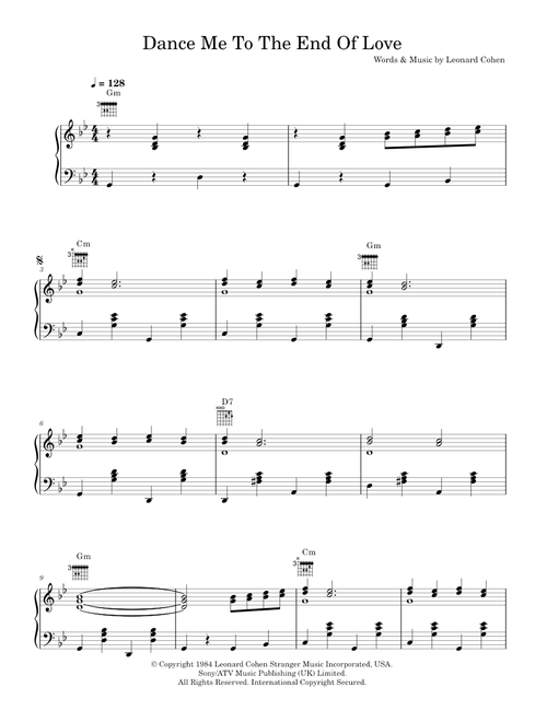 Dance Me To The End Of Love - Leonard Cohen (Piano-Vocal-Guitar (Piano Accompaniment))