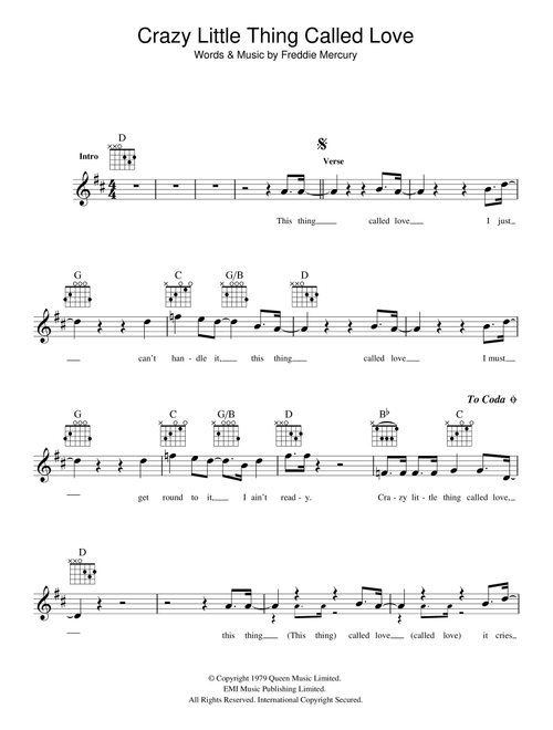 Crazy Little Thing Called Love - Queen (Lead Sheet - Fake Book)