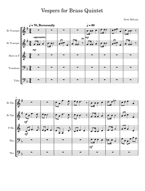 Scout Vespers for Brass Quintet