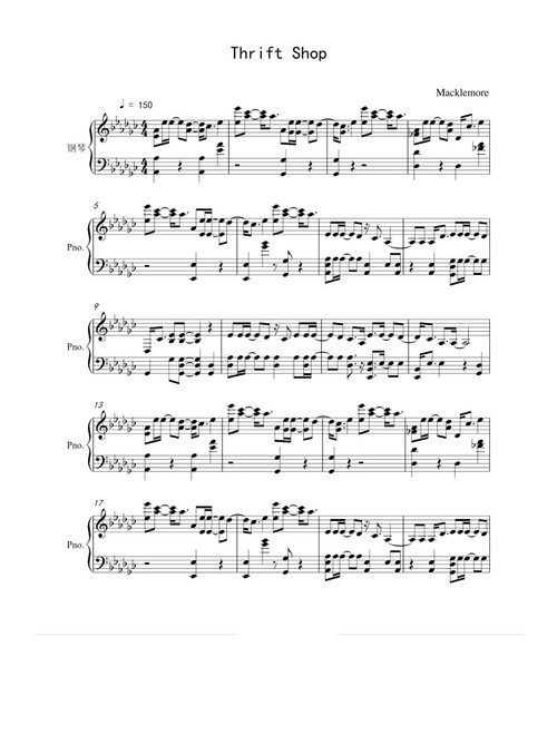 Thrift Shop (Arr. Macklemore) (Piano Solo)