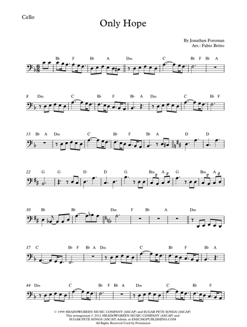 Only Hope (Arr. Fabio Britto) - Mandy Moore (Cello Solo)