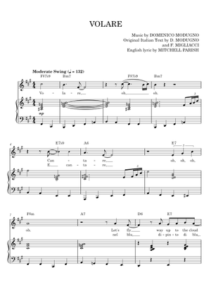 Volare - Domenico Modugno Sheet Music for Bass guitar, Synthesizer ...