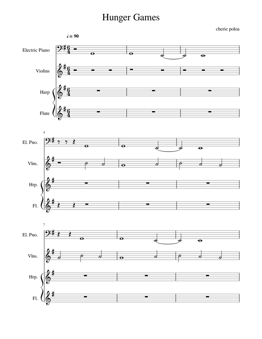 Hunger Games (Rues Death) #2 Sheet music for Piano, Flute, Harp ...