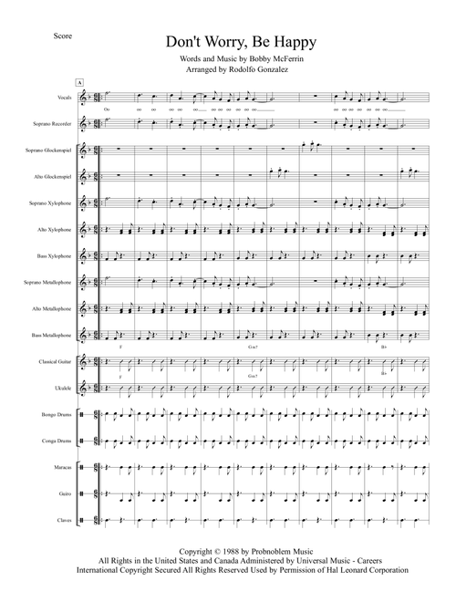 Don't Worry, Be Happy (Arr. Rodolfo Gonzalez) - Bobby McFerrin (Large Ensemble)