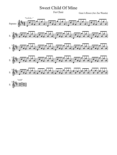 Sweet Child Of Mine Soprano Part
