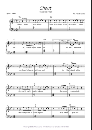 Shout - Tears For Fears - Sheet Music with Chords for Piano