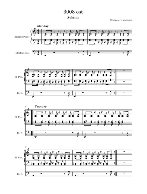 3008 ost for Piano and bass