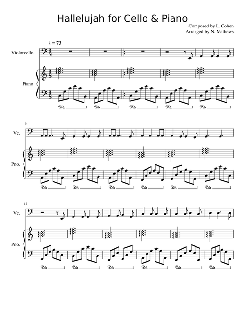 Hallelujah for Cello & Piano