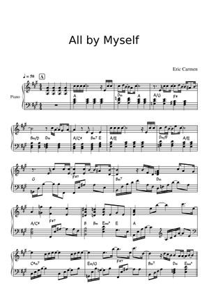 All by myself – Eric Carmen Sheet Music for Piano, Vocals, Guitar