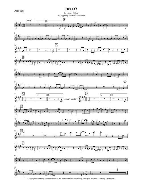 Hello (Arr. Julian Guacaneme) - Lionel Richie (Alto Sax Solo)