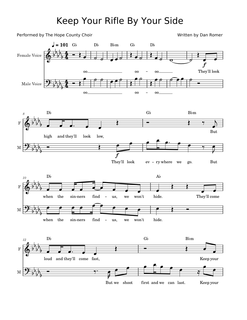 Keep Your Rifle By Your Side The Hope County Choir Sheet music for