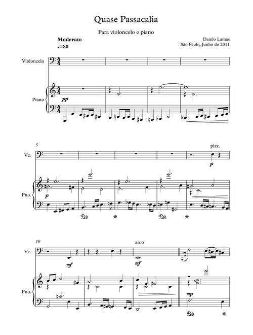 Quase Passacalia- Cello and Piano - Danilo Lamas (Cello and Piano)