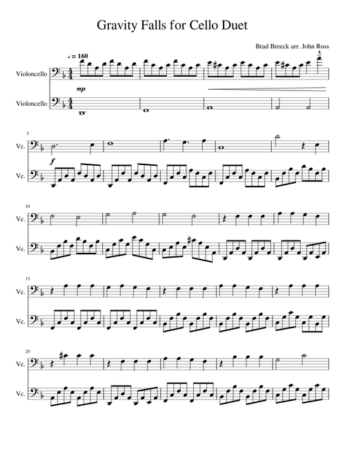Gravity Falls for Cello Duet