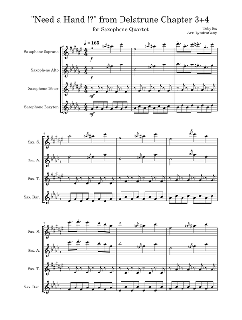 "Need a Hand !?" for Saxophone Quartet