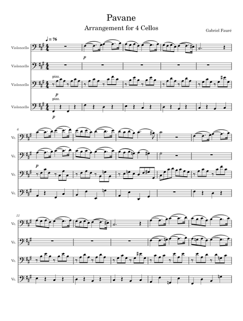 Pavane by Fauré (for 4 Cellos)