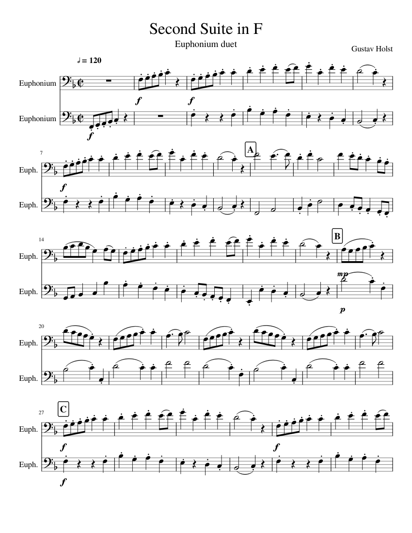 Second Suite In F Euphonium Duet Sheet Music for Euphonium (Brass Duet ...