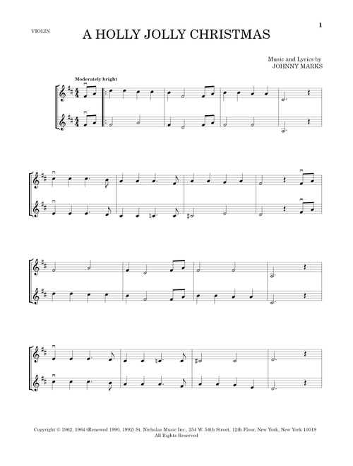A Holly Jolly Christmas - Johnny Marks (Violin Duet)