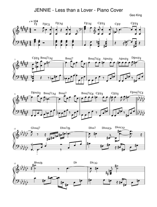 Less than a Lover (Arr. Gregory King) - JENNIEE (Easy Piano)