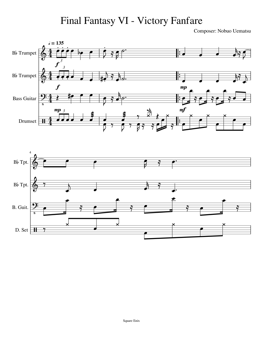 ⭐︎楽譜⭐︎FINAL FANTASY Ⅵ Celes's Theme - Final Fantasy VI – Nobuo Uematsu Sheet Music for