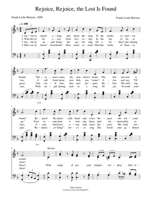 Rejoice, rejoice, the lost is found - Frank L. Bristow