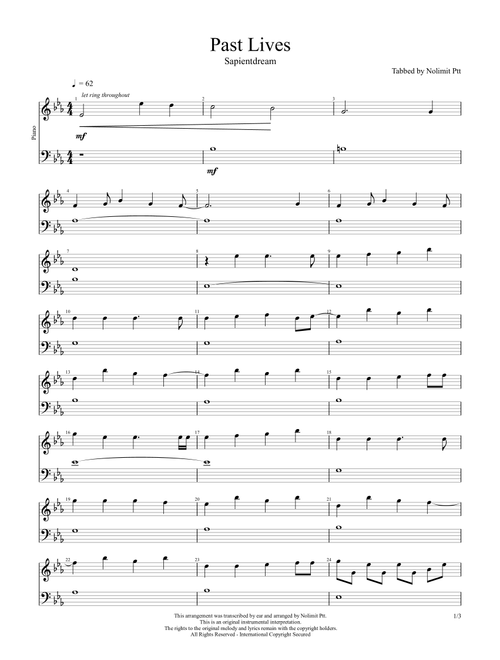 Past Lives (Arr. Ptt) - Sapientdream (Piano Solo)