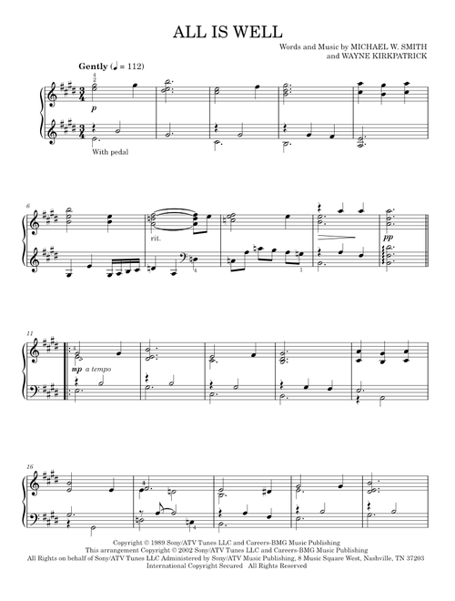 All is well - Michael W. Smith (Piano Solo)