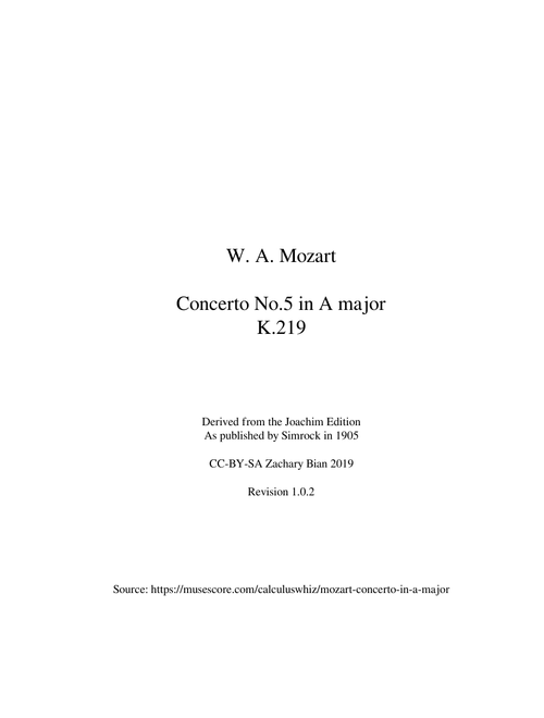 Mozart Violin Concerto 5, K. 219