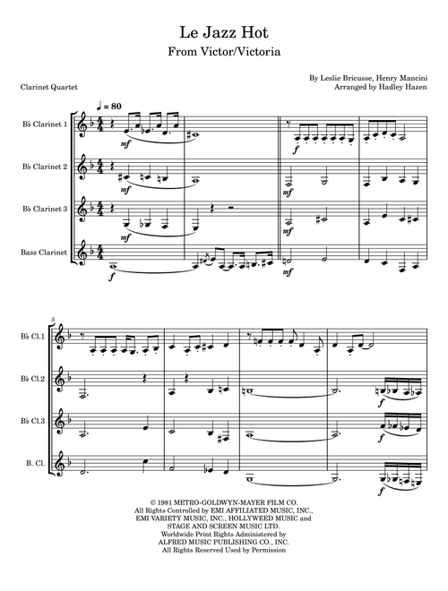 Le Jazz Hot (Arr. Hadley Hazen) - Henry Mancini, Leslie Bricusse (Woodwind Ensemble)