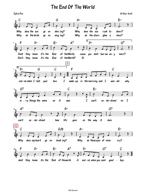 The End Of The World (Lead sheet with lyrics )