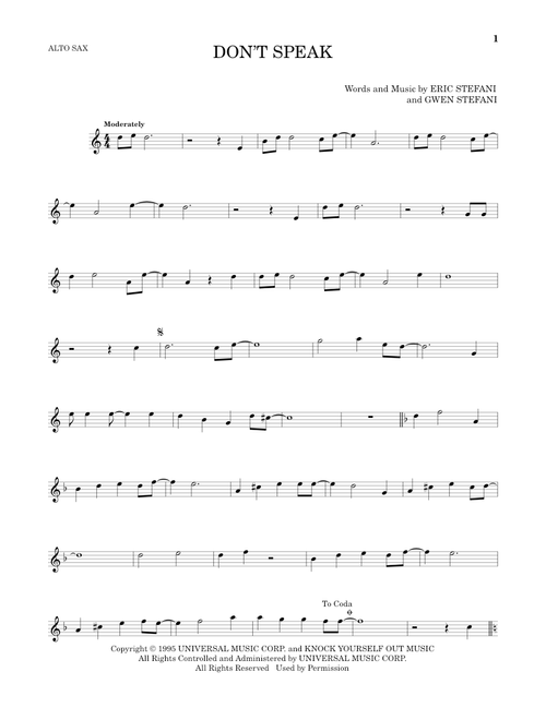 Don't Speak - No Doubt (Alto Sax Solo)
