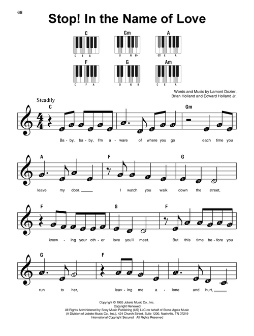Stop! In The Name Of Love - The Supremes (Super Easy Piano)