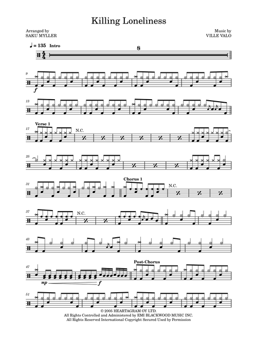 Killing Loneliness (Arr. Saku Myller) - HIM (Drums)