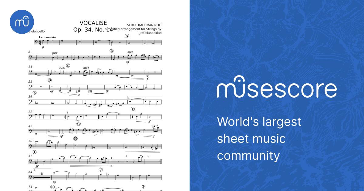 Vocalise Op. 34 No. 14 - Sergei Rachmaninoff Sheet Music for Cello