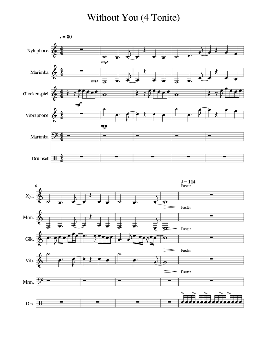 Without You 4 Tonite Percussion Sheet music for Vibraphone ...
